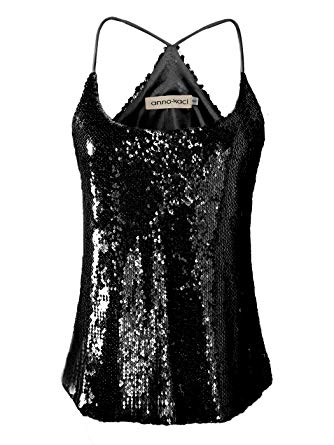 black sequin sparkle tank cami