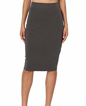 cotton stretchy casual pencil skirt