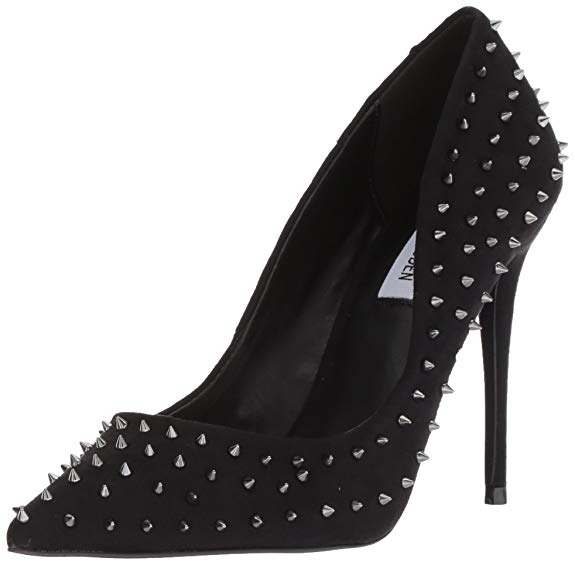 punk rock studded black high heel pump